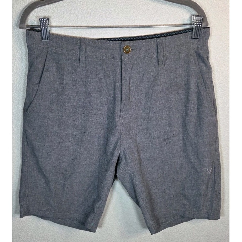 Vissla Mens Hybrid Shorts 31‎ Gray Chambray Stretch Surf Casual 8.5" Inseam